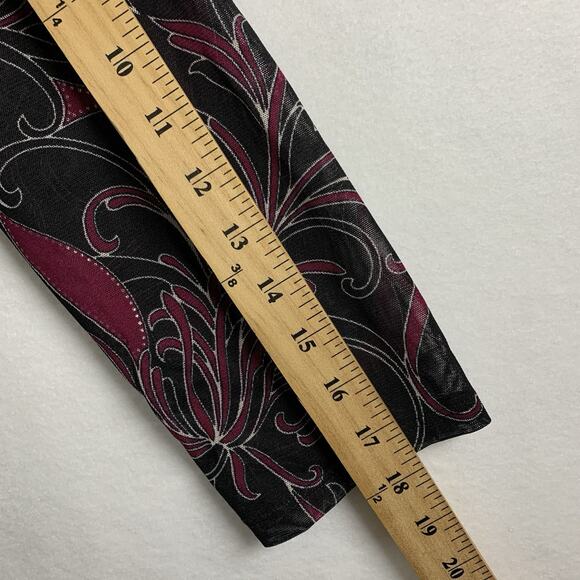 Women Sheer Mesh Faux Wrap Babydoll Top Sz L Paisley Fairy Grunge Whimsigoth Y2K - Picture 10 of 15